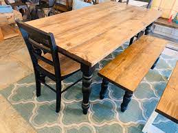 Rustic Modern Farmhouse Table With Turned Legs Benches And Etsy Modern Farmhouse Table Rustic Kitchen Tables Rustic Modern Kitchen