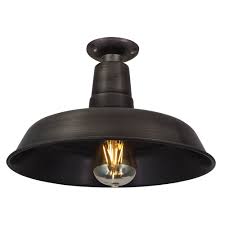 Vintage Industrial Style Flush Mount Farmhouse Pewter Ceiling Light