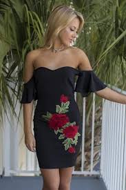 Hold On Tight Black Rose Applique Dress Amazing Lace Mini Dress Party Applique Dress Dresses