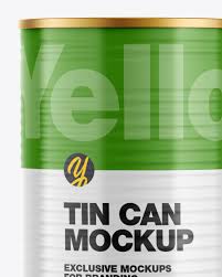 Metallic Tin Can W Glossy Finish Mockup In Can Mockups On Yellow Images Object Mockups