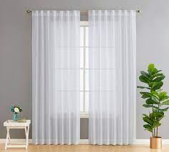 Deconovo solid back tab curtains blackout curtains thermal insulated drapes and curtains room darkening curtains for living room 52x84 inch greyish white 2 panels. Lauren Semi Sheer Back Tab Rod Pocket Panels White