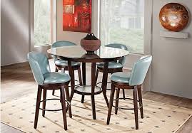 Baymont Blue 5 Pc Counter Height Dining Room W Glass Top Table Round Dining Room Dining Room Essentials Dining Room Table Set