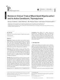 Pdf Review On Clinical Trials Of Black Seed Nigella Sativa And Its Active Constituent Thymoquinone