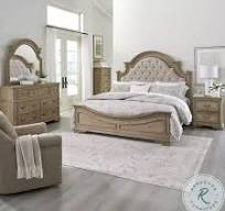 Magnolia Manor Weathered Bisque Upholstered King Panel Bed
