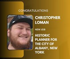 Congratulations to Christopher Loman (FSU 2024) who is about to start a new  job as Historic Planner for the City of Albany, New York. He will be  working in the Department of