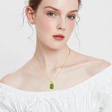Szjinao marque 18K or péridot collier pendentif naturel émeraude jade  collier pour femmes Bizuteria pierre précieuse Jade bijoux pendentif