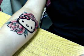 Hello kitty head animated tattoo on hip. Hello Kitty Tattoo By Beeautifuldisaster On Deviantart