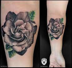 Realistic Black And Grey With Extra Colours Flower Gardenia Gardenia Tattoo Black And Grey Tattoos Flower Tattoo