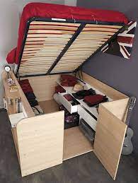 diy storage bed projects the budget decorator tiny house storage home diy storage bed