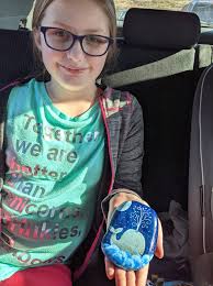 Eagles fan inspired rock painting for sister