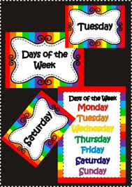 Days Of The Week Poster Chart Flashcards Classroom Decor