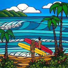 A Day In The Life Hawaiian Surf Art By Heather Brown Surf Art Heather Brown Art Surfing