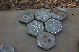 Molds for concrete stepping stones can be made from virtually any object you have around the house that can hold concrete. Make Your Own Hexagon Stepping Stones The Owner Builder Network