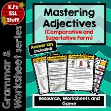 Free esl worksheets and answer keys for comparatives adjectives : Grammar Worksheets Comparative And Superlative Adjectives By Kj S Esl Stuff