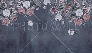 Vintage flower dark blue wallpaper. Vintage Flower Wall Blue High Quality Wall Murals With Free Delivery Photowall