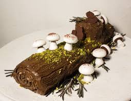 My Yule Log With Meringue Mushrooms Log Cake Meringue Mushrooms Yule Log