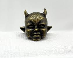 OldCrowShop Large Hole Bead for Beards, Dreads, Paracord, Jewelry Making. Devil Baby in Antique Bronze. Beard Bead Accessories