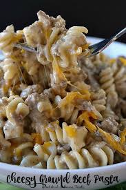 Cheesy Ground Beef Pasta Is Cheesy And An Easy Weeknight Meal That Can Be On The Dinner Table In No Tim Easy Pasta Recipes Ground Beef Pasta Beef Pasta Recipes