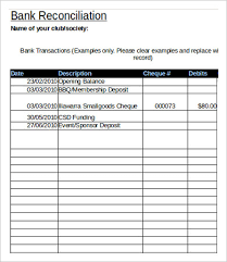 bank reconciliation template 13 free excel pdf documents