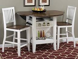 Jofran Antique White Brown Birch Two Tone 48 Round Dropleaf Counter Height Table With Counter Height Dining Table Dining Table In Kitchen Counter Height Table
