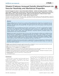 Pdf Vitamin D Induces Increased Systolic Arterial Pressure