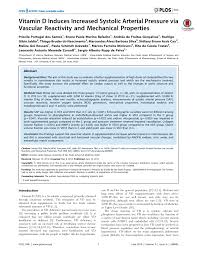 Pdf Vitamin D Induces Increased Systolic Arterial Pressure