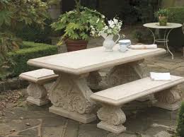 These garden table and benches sets are a practical and impressive focal point for any garden or patio. Buy Natural Stone Benches Sandstone Benches In India Stonemart Stone Garden Bench Garden Table Stone Bench