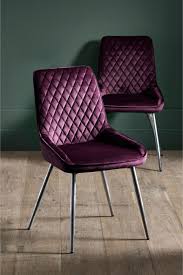 Next Set Of 2 Hamilton Dining Chairs Purple Dining Chairs Purple Dining Room Leather Dining Chairs