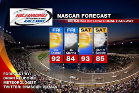 Will nascar be racing tonight or on monday? Nascar At Richmond 2014 Weather Forecast Will Rain Impact The Chase Sbnation Com