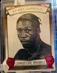 41 years ago today Livingstone Bramble, who died in March, scored a  dramatic 14th-round upset KO of Ray Mancini to win the WBA lightweight  title. Here's a Bramble card in my #boxing