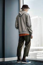 A Brown Stussy Bucket Hat Olive Clothing Cropped Pants And Gray Hoodie Orange Diy Raw Hem T Shirt B Streetwear Men Outfits Mens Street Style Vans Outfit Men