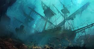 Brown Pirate Ship Artwork Sinking Ships Ship Drawing Sea Fantasy Art Shipwreck Underwater Turqu Underwater Wallpaper Underwater Photography Ship Artwork