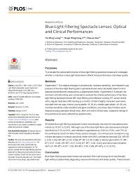 Pdf Blue Light Filtering Spectacle Lenses Optical And