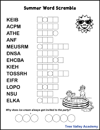 I love that they sneak in practice with letter names and letter sounds. Printable Summer Word Scrambles For Kids Tree Valley Academy