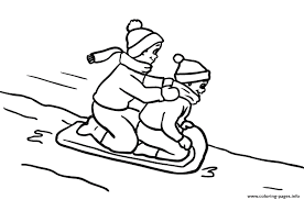 Sled coloring page that you can customize and print for kids. Winter Kids Sledding Together7435 Coloring Pages Printable