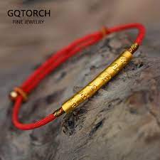 999 Sterling Silver Gold Color Handmade Thin Red String Bracelet For Women Six Words Engraved Mantra Prayer Buddhism Jewelry Bracelets Bangles Aliexpress