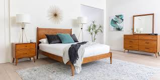 Wardrobes and armoires can be a great way to get all of your clothes and shoes out of sight even when you don't have a closet! Mid Century Modern Mid Century Bedroom With Alton Cherry Queen Platform 4 Piece Bedroom Set Living Spaces