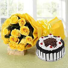 Bouquet happy anniversary flowers and cake. Buy Send Yellow Roses Bouquet Amp Black Forest Cake Online Ferns N Petals