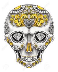 Art Sugar Skull Day Of The Dead.Hand Drawing And Painting On ...