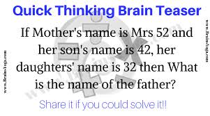 Logical thinking math equations for teens. Quick Thinking Brain Teaser For Teens With Answer