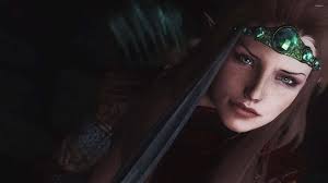 Download Lydia, the loyal housecarl, in action amidst the breathtaking  world of Skyrim Wallpaper