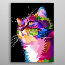 Cute Cat On Pop Art Metal Poster Print Peri Priatna Displate In 2021 Pop Art Art Wpap Art