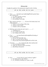 Nov 11, 2021 · 80 interesting questions to ask your friends about yourself. Dilemmas Quiz English Esl Worksheets For Distance Learning And Physical Classrooms