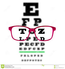 Eye Vision Test Chart Seen Through Eye Glasses White