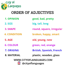 Order Of Adjectives Idioma Ingles Palabras Idiomas