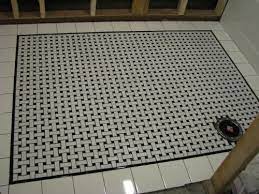 For Shower Pan Small Basketweave Tile With Subway Rather Than 4x4 Border And Dark Gray Grout Do Rest Of Floor In The Mosaic Flooring Flooring Merola Tile