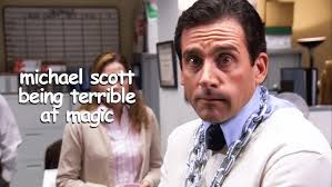 michael scott being bad at magic for almost 5 minutes