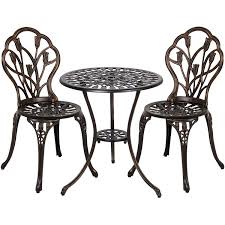 Amazon Com Vanteriam Outdoor Patio Furniture Cast Aluminum 3 Piece Bistro Set In B Cast Aluminum Patio Furniture Outdoor Patio Furniture Sets Bistro Furniture