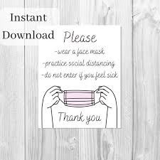 Pink Please Wear Face Mask Printable Business Sign Social Etsy In 2020 Business Signs How Are You Feeling Office Health