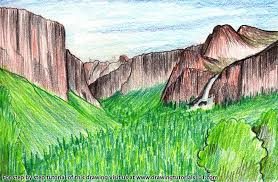 Yosemite National Park California Colored Pencils Drawing Yosemite National Park Californi California National Parks California Colors Yosemite National Park